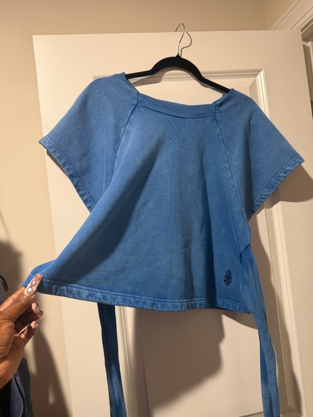 FP Movement by Free People Sky Blue Tie-Back Crop Top 🔥 Size S oversized